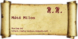 Máté Milos névjegykártya