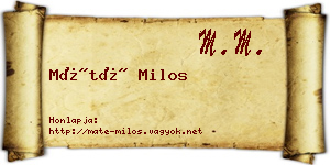 Máté Milos névjegykártya